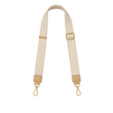 Beige woven bag strap with gold hardware 