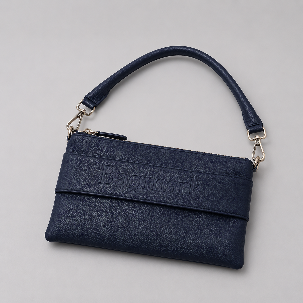 The Essential Navy bookmark inspired bag with a short handle